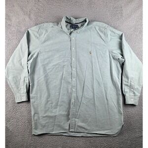 Polo Ralph Lauren Long Sleeve Button Down Shirt Mens 4XLT Tall Green Solid